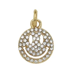 Panduro Jewellery Guldfärgat hänge charm med smiley fylld av strass Ø12 mm