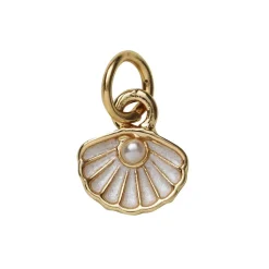Panduro Jewellery Guldfärgat hänge charm snäcka med vita detaljer 8×6 mm