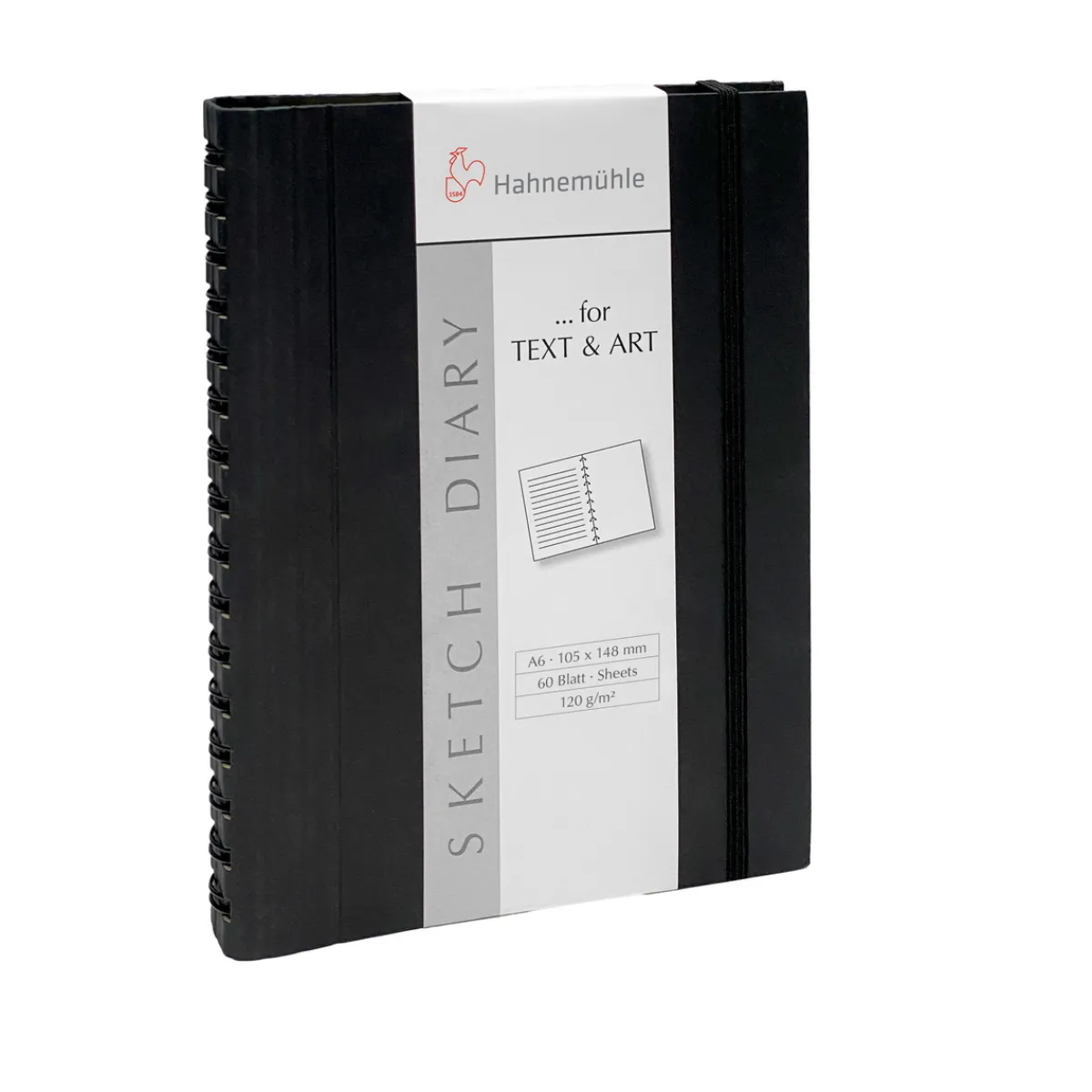 Hahnemühle Sketch Diary, spiralbunden skissdagbok, A6, 60 sidor, 120 g/m²
