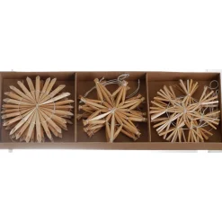 Hedlund Halmstjärnor hängen, julstjärnor av halm, Ø7 cm. 9 st. 3 av varje | Naturmaterial