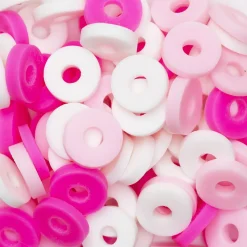 Panduro Jewellery Heishi-pärlor i rör – härlig mix med vita, rosa & cerise heishis, Ø6 mm | Pärlor Av Lera
