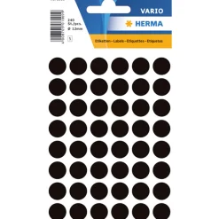 Herma Etikett svart Ø12mm 240p | Pappersstickers