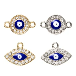 Panduro Jewellery Hängen charms 2 par ögon, evil eye & ovala, guld- och silverfärgade med strass | Metallhängen