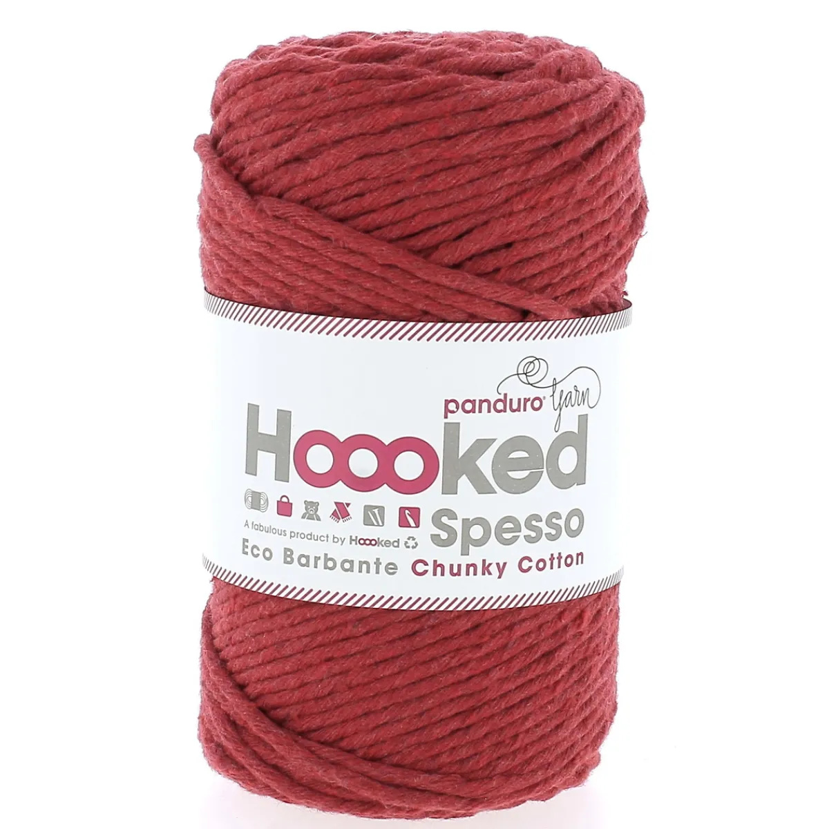 Hoooked Spesso Eco Barbante Chunky Cotton by Panduro Yarn – 500g röd, Ruby S1000 | Bomullsgarn