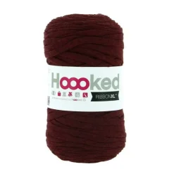 Hoooked Hpoked Ribbon XL garn 250g mörk vinröd – RX54 Maroon rust | Bomullsgarn