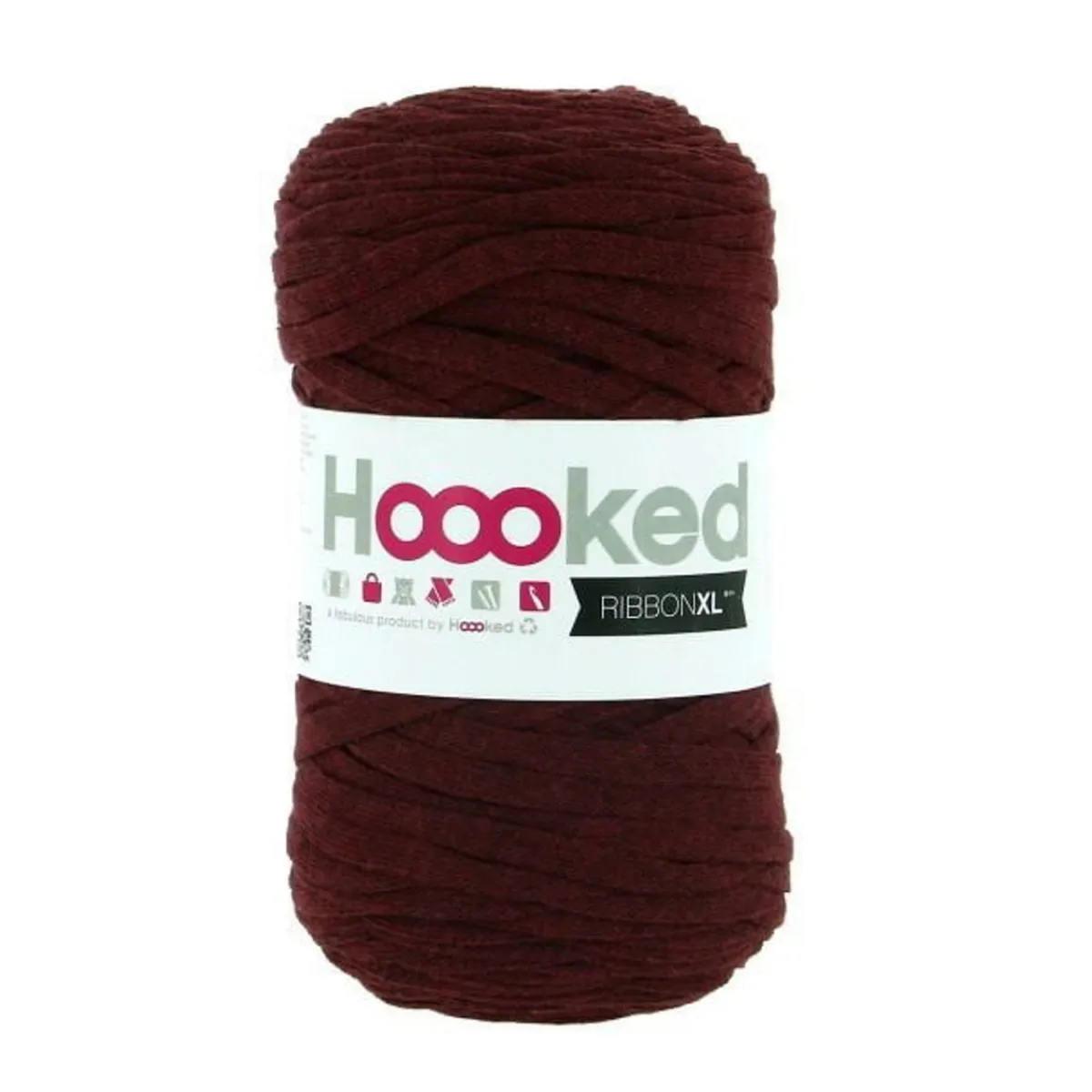 Hoooked Hpoked Ribbon XL garn 250g mörk vinröd – RX54 Maroon rust | Bomullsgarn
