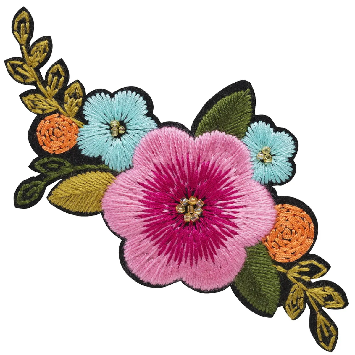 Panduro Hobby Iron-on blommor med pärlor – stor