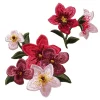 Panduro Hobby Iron-on tygmärke 2 blommor med glitterdetaljer, en stor (85×65 mm) och en liten | Iron-Ons