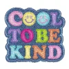 Panduro Hobby Iron-on tygmärke med texten Cool to be kind + smileys, 65×57 mm