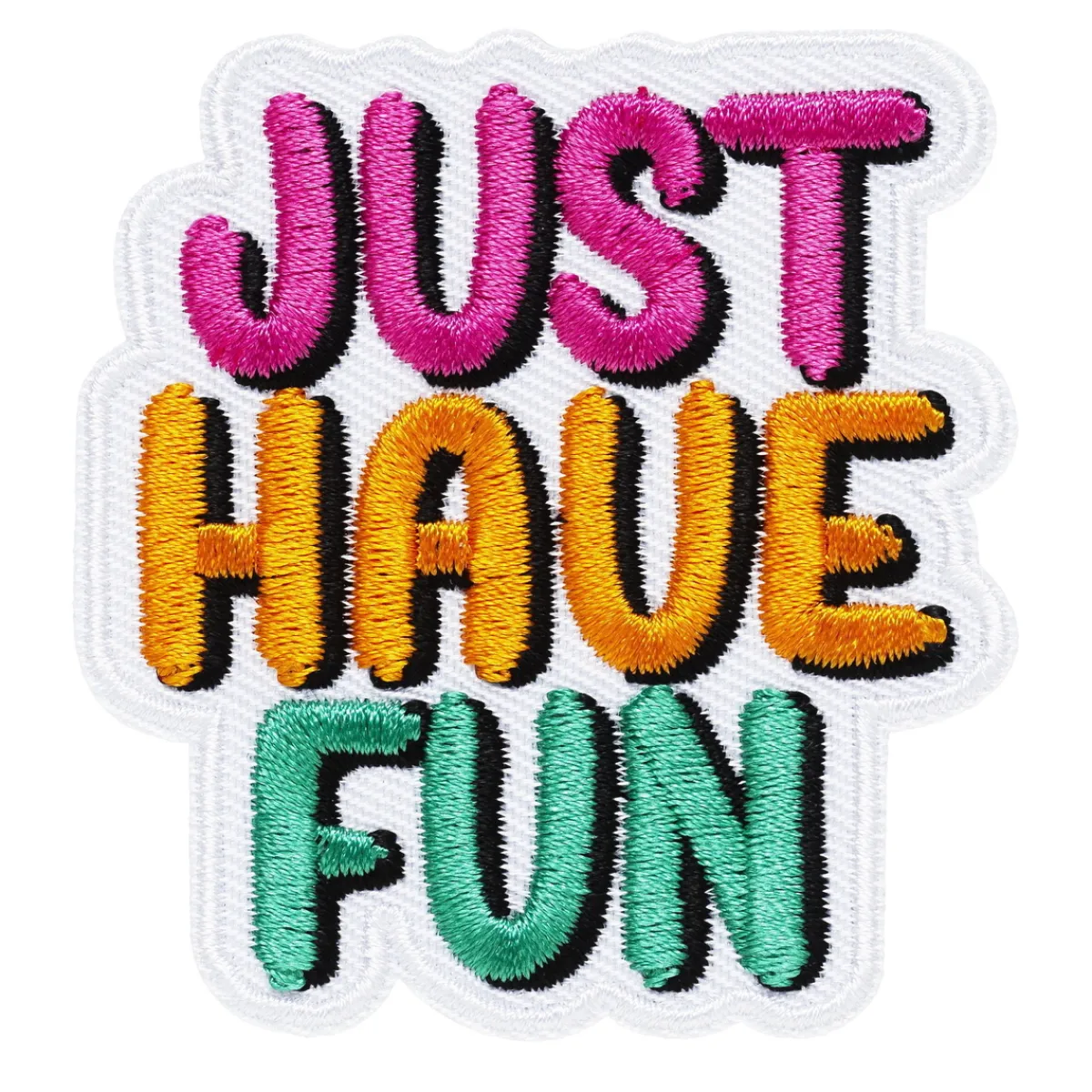 Panduro Hobby Iron-on tygmärke med texten Just have fun, 55×60 mm | Iron-Ons