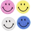 Panduro Hobby Iron-on tygmärke smileys 4 st. Fluffiga frotté-smileys, Ø40 mm | Iron-Ons