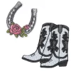 Panduro Hobby Iron-on tygmärke 2 st. Cowboyboots 55×55 mm & hästsko med blomma 35×40 mm