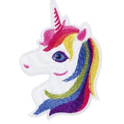 Panduro Hobby Iron-on tygmärke unicorn, en bedårande söt enhörning med regnbågs-man, 55×81 mm | Iron-Ons