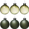 Decoris Julgranskulor, 6 st. fina gröna julkulor av glas Ø6 cm – 3 matta & 3 blanka | Julgranskulor