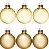 Decoris Julgranskulor, 6 st. fina guldiga julkulor av glas Ø6 cm – 3 matta & 3 blanka | Julgranskulor