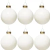 Decoris Julgranskulor, 6 st. fina vita julkulor av glas Ø6 cm – 3 matta & 3 blanka