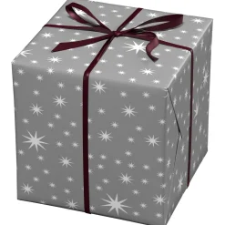 Panduro Design Julpapper 10 meters rulle, 57 cm bred – silvrigt papper med vita stjärnor | Present- & Julklappspapper