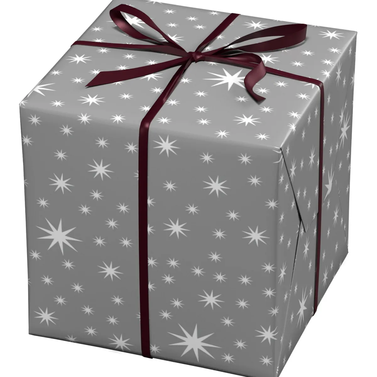 Panduro Design Julpapper 10 meters rulle, 57 cm bred – silvrigt papper med vita stjärnor | Present- & Julklappspapper