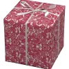 Panduro Design Julpapper 10 meters rulle, 57 cm bred – rött & vitt papper med sirlig blomster | Present- & Julklappspapper