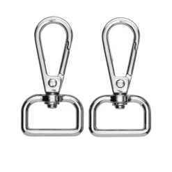 Panduro Hobby Karbinhakar karbinlås för axelrem 2-pack, silverfärgad 50×25 mm, 20 mm öppning | Väsktillbehör