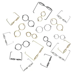 Panduro Hobby Kit med miniatyr-glasögon, 18 st. 9 stora & 9 små, silver, guld, svart.