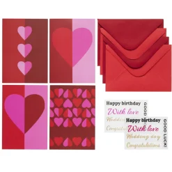 Panduro Design Kortkit Hjärta, alla hjärtans dag & Valentine's – 4 × A5-kort, kuvert och stickers-ark