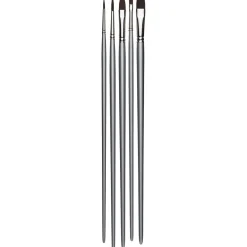 Kreatima Acrylic Set med 5 penslar för akrylfärg – Flat 4, 12, Round 6, 12, Oval 10