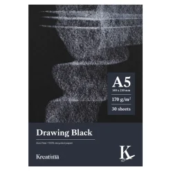 Kreatima Drawing Black ritblock A5 (148x210 mm), 30 svarta ark, 170 g/m² | Block