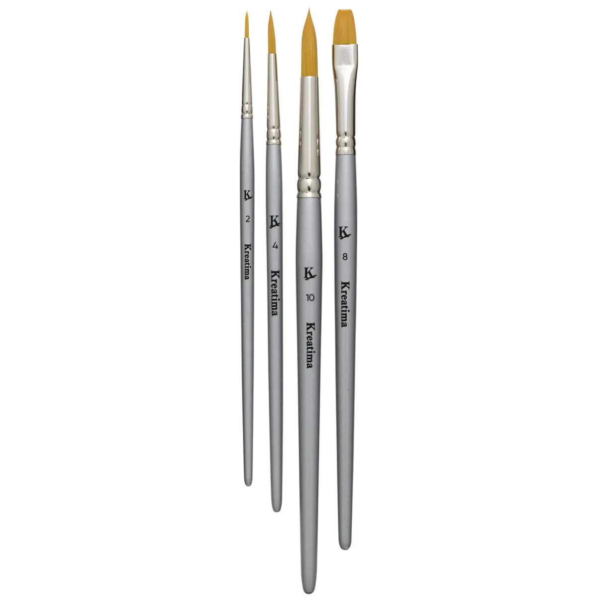 Kreatima Gouache penslar 4-pack – flat #6, rund #2, 4 och 10 | Konstnärspenslar Gouache