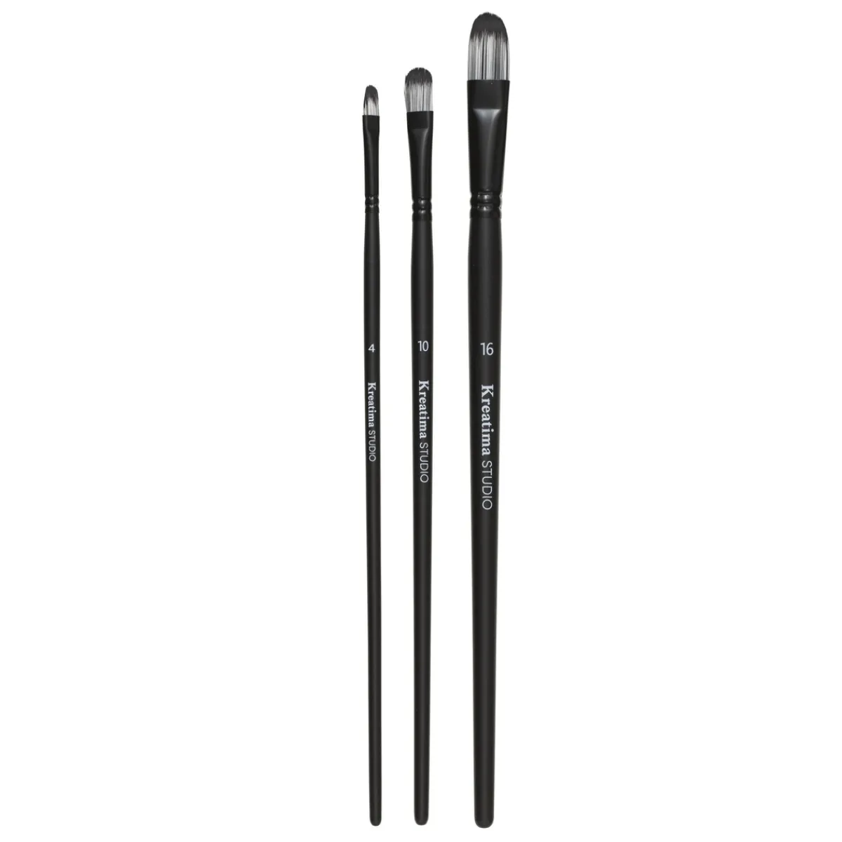 Kreatima pensel Studio Filbert 3-pack, #4, 10, 16 – syntetpenslar med kattunga / filbert