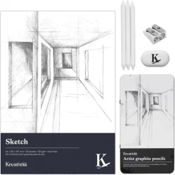 Kreatima skiss-set, allt du behöver för att skissa – block, pennor och tillbehör