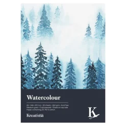 Kreatima Watercolour akvarellblock A5 (148×210 mm), 20 ark, 260 g/m² | Akvarellblock