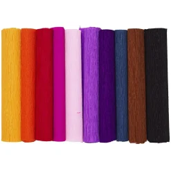 Panduro Hobby Kräppapper 10 rullar à 25×240 cm i blandade färger | Crepepapper