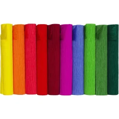 Panduro Hobby Kräppapper Vibrant joy, 10 rullar à 25×250 cm i starka färger