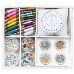 Panduro Jewellery Kumihimo armband, kit med pärlor, smyckestrådar, tråd och kumihimo-platta