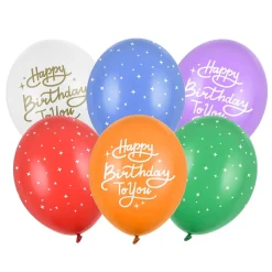 PartyDeco Latexballonger 6-pack Ø30 cm – Happy birthday to you i flera olika färger | Barn Ballonger