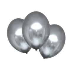 Amscan Latexballonger 6-pack Ø30 cm – krom- / metallicfärgade silver | Barn Ballonger