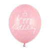 Barn PartyDeco Latexballonger 6-pack Ø30 cm – rosa med texten Happy birthday