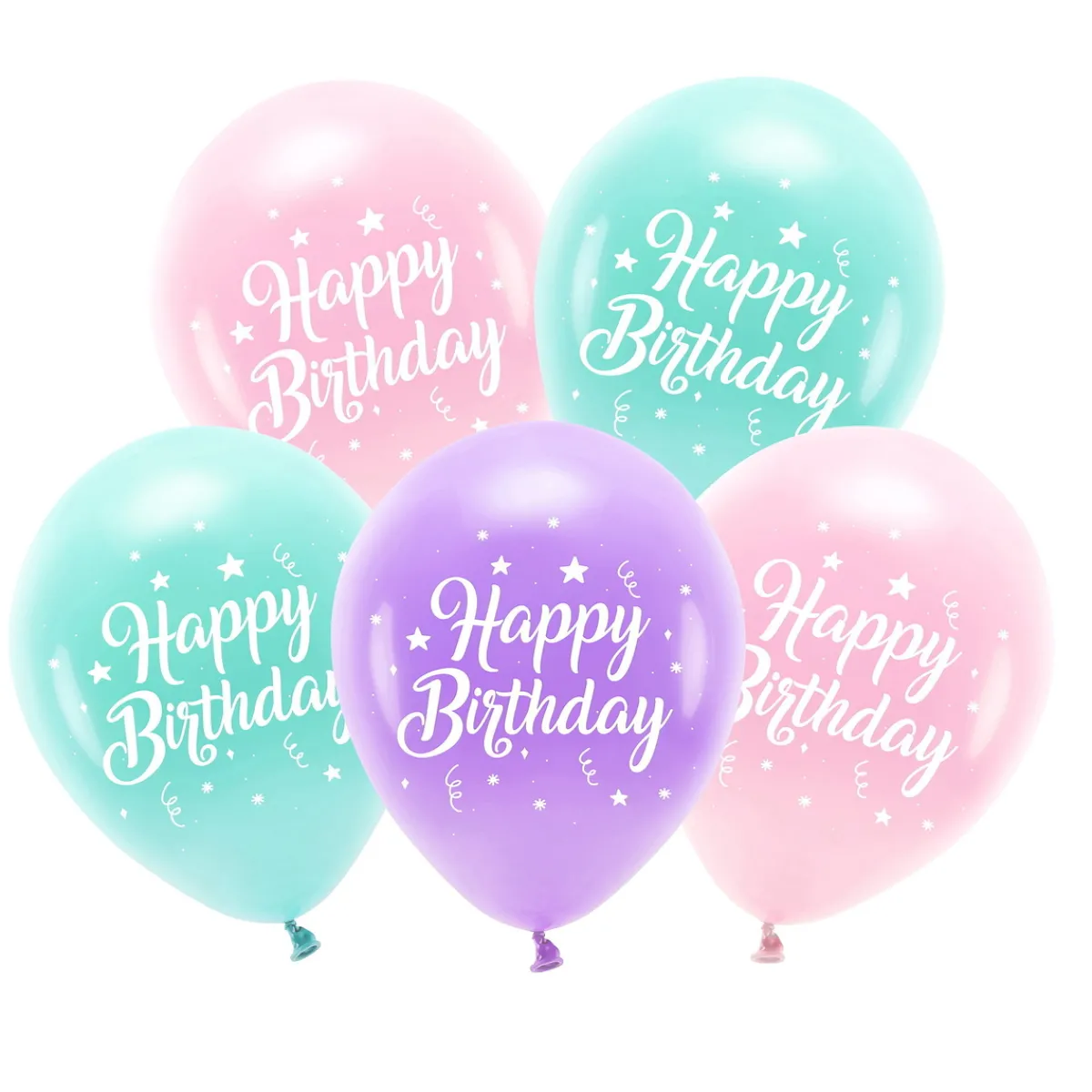 Barn PartyDeco Latexballonger 5-pack Ø26 cm – rosa tema med texten Happy Birthday