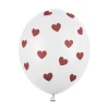 Barn PartyDeco Latexballonger 6-pack Ø30 cm – vita med röda hjärtan, fint till alla hjärtans dag!
