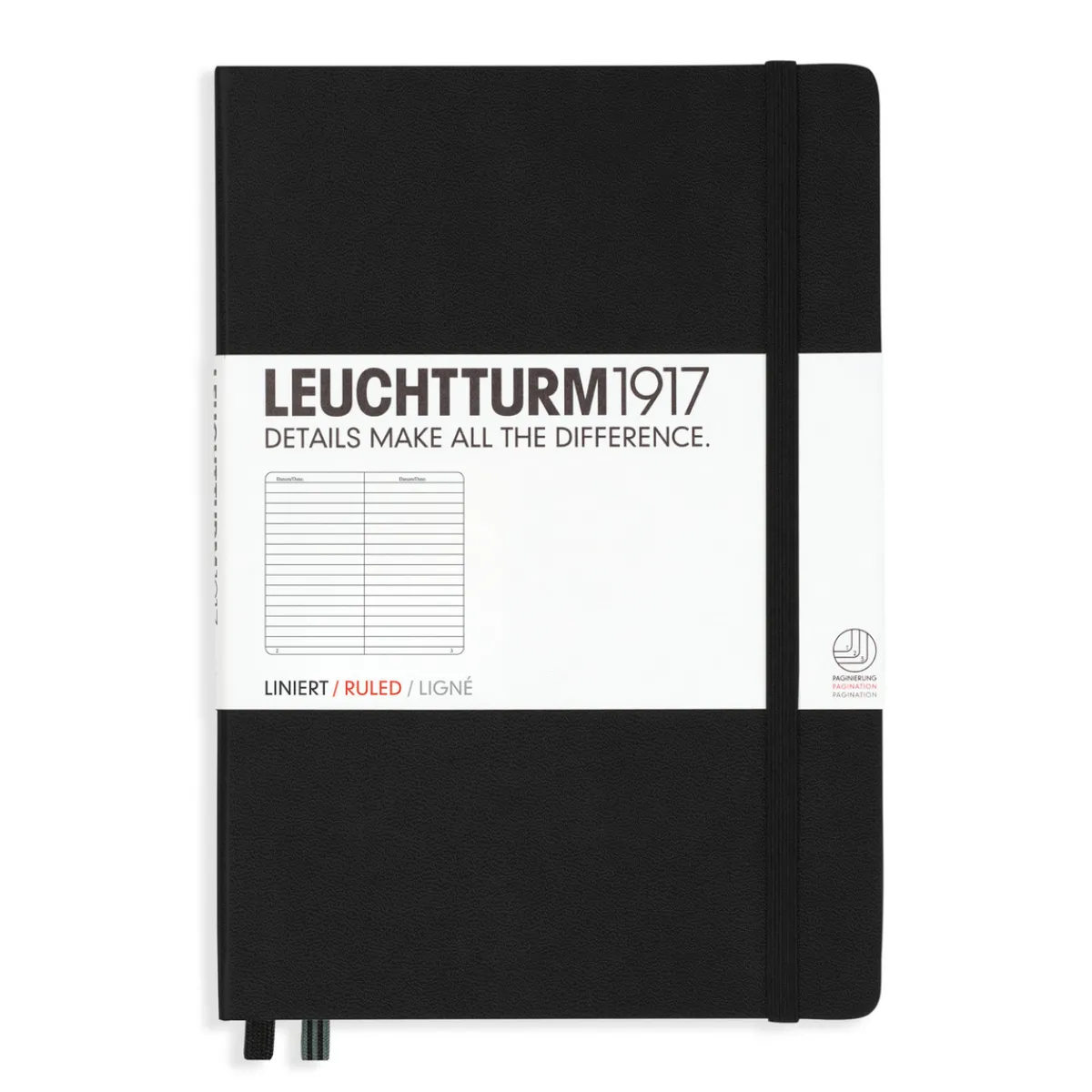 LEUCHTTURM1917 Notebook A5 Ruled Black – Hardcover