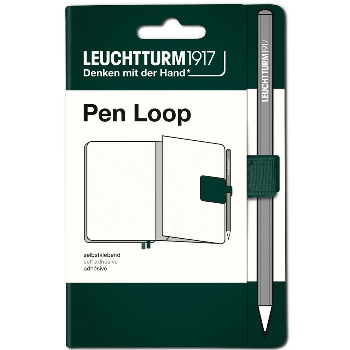 LEUCHTTURM1917 Pen Loop – skogsgrön självhäftande pennhållare till anteckningsböcker | Tillbehör & Refill