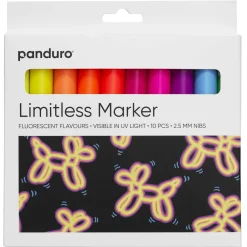 Panduro Limitless Limitless Markers Fluorescent Flavours Set 10 – akrylmarkers i starka färger som syns i UV-ljus!