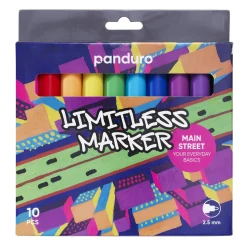 Panduro Limitless Limitless Markers Main Street Set 10 – akrylpennor i klassiska basfärger för alla tillfällen | Tuschpennor & Markers