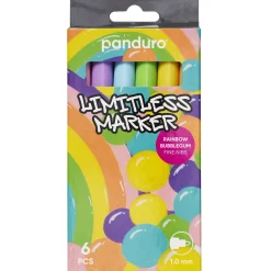Panduro Limitless Limitless Marker S Rainbow Bubblegum, set med 6 akrylpennor – Fin spets Ø1 mm | Tuschpennor & Markers