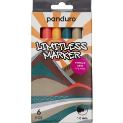 Panduro Limitless Limitless Marker S Vintage Vibes, set med 6 akrylpennor – Fin spets Ø1 mm