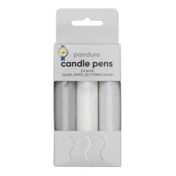 Panduro Hobby Ljuspenna med flytande vax för att måla på ljus, 3-pack – silver, vit och silverglitter | Ljus Tillbehör