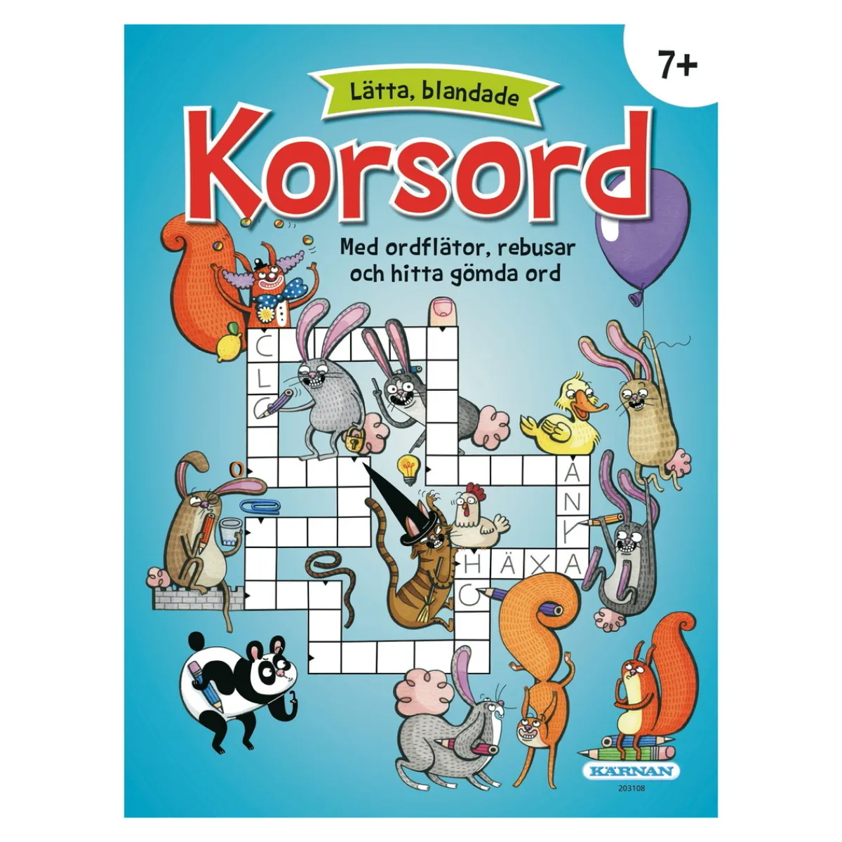 Kärnan Lätta blandade korsord, rebusar och ordflätor, 24 sidor | Barn Målar- & Pysselböcker