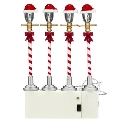 Panduro Hobby 4 lyktstolpar med LED-ljus & tomteluva! 10 cm höga. Drivs av 2 AA-batterier (ingår ej)