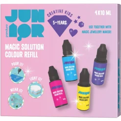 Panduro Hobby Magic jewellery maker refill gel 4×10 ml magisk gel – rosa, lila, gul, blå | Barn Diy-Kit